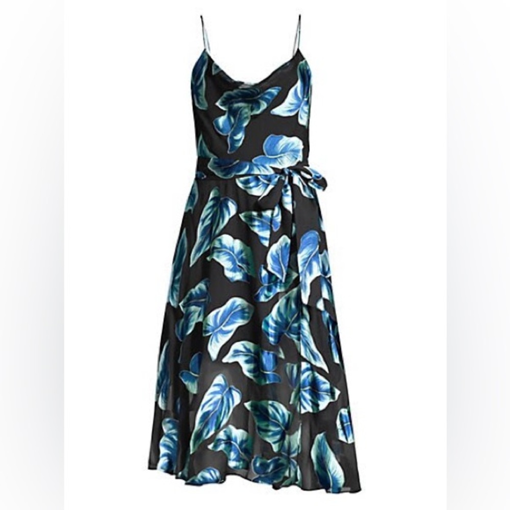 Alice + Olivia Heather Cowl-Neck Floral Midi Dress